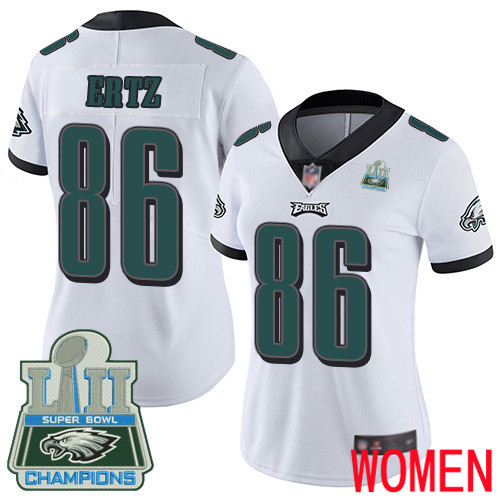 Women Philadelphia Eagles #86 Zach Ertz White Vapor Untouchable NFL Jersey Limited Player Super Bowl LII Champions->women nfl jersey->Women Jersey